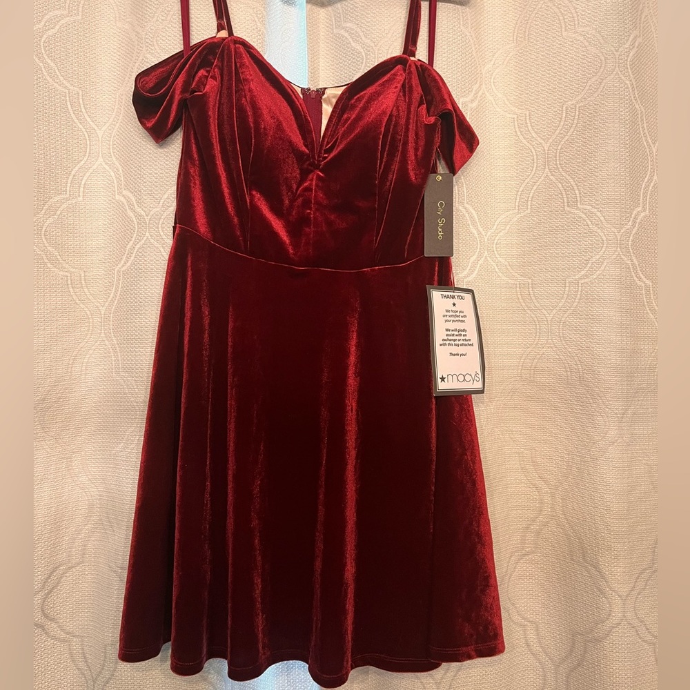 Maroon City Studio mini off the shoulder dress